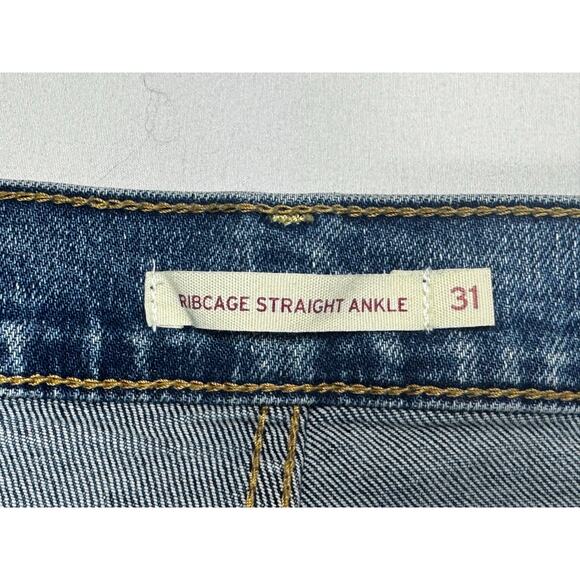 Levi's Women's Ribcage Straight Ankle Blue Denim Jeans - Size 31x27 (31x26) - Picture 5 of 8